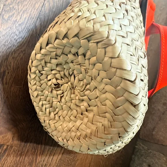 Christian Louboutin Orange and Tan Woven Bag Straw Tote authentic COA INCLUDED